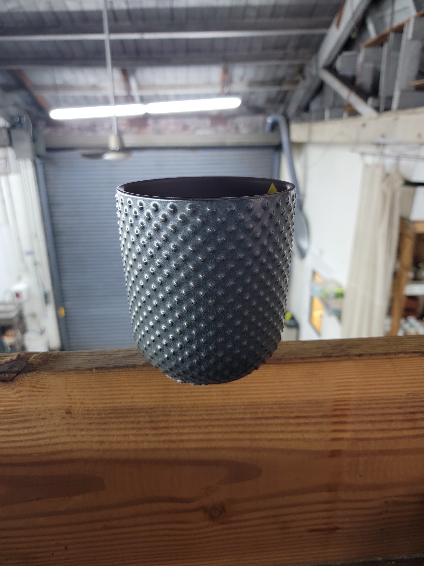Studded ceramic vase dark gray