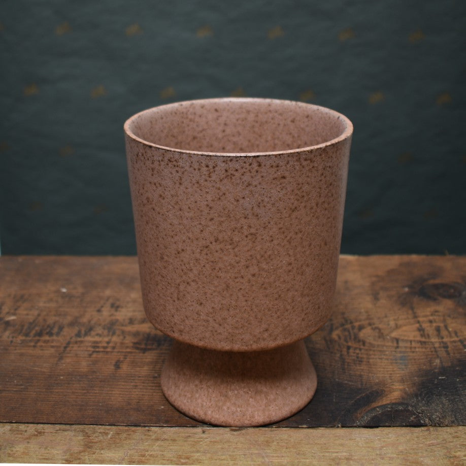 Ceramic Footed Pink Speckle Vase