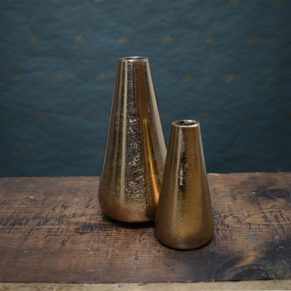 Metal Gold Tapered Bud Vase