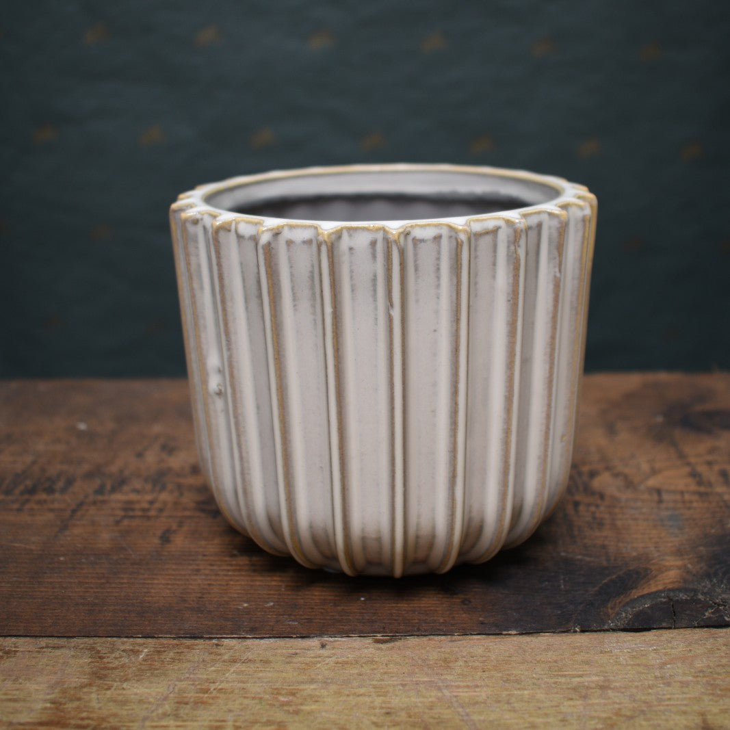 Ceramic Gray White Stripe Pot