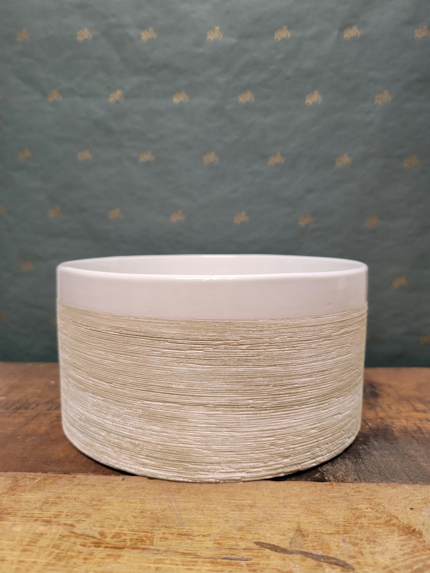 Ceramic Low Round White Textured Planter