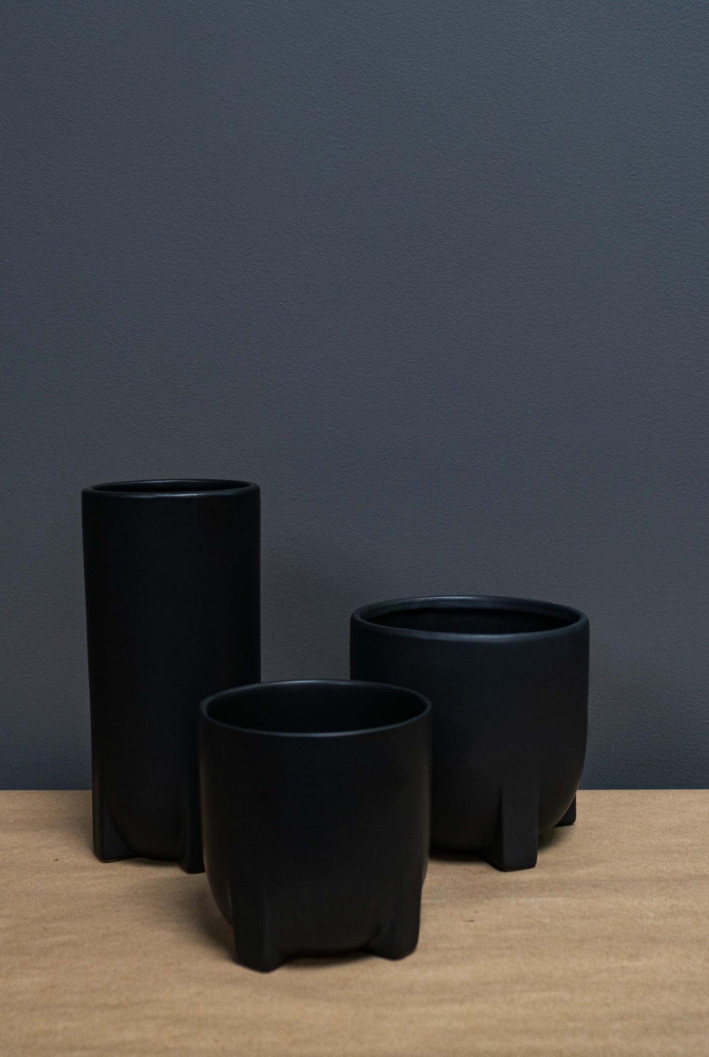 Ceramic Black Footed Vases and Planters