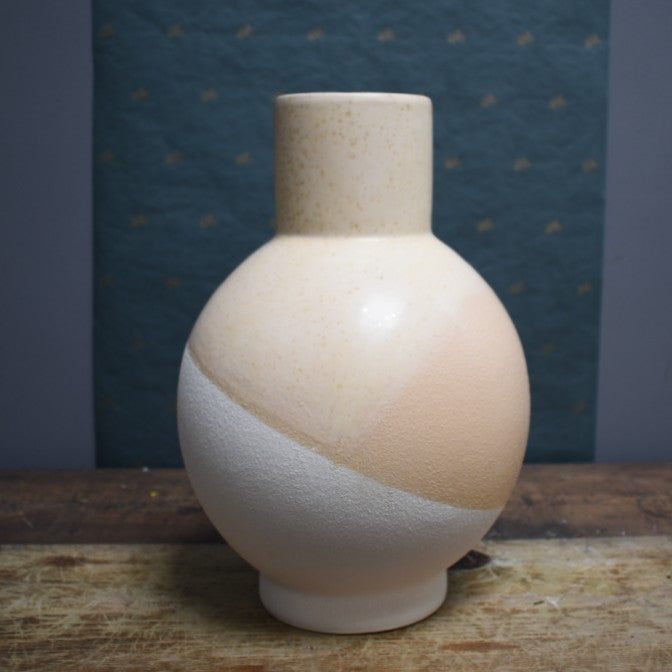 Ceramic Stucco beige round w neck
